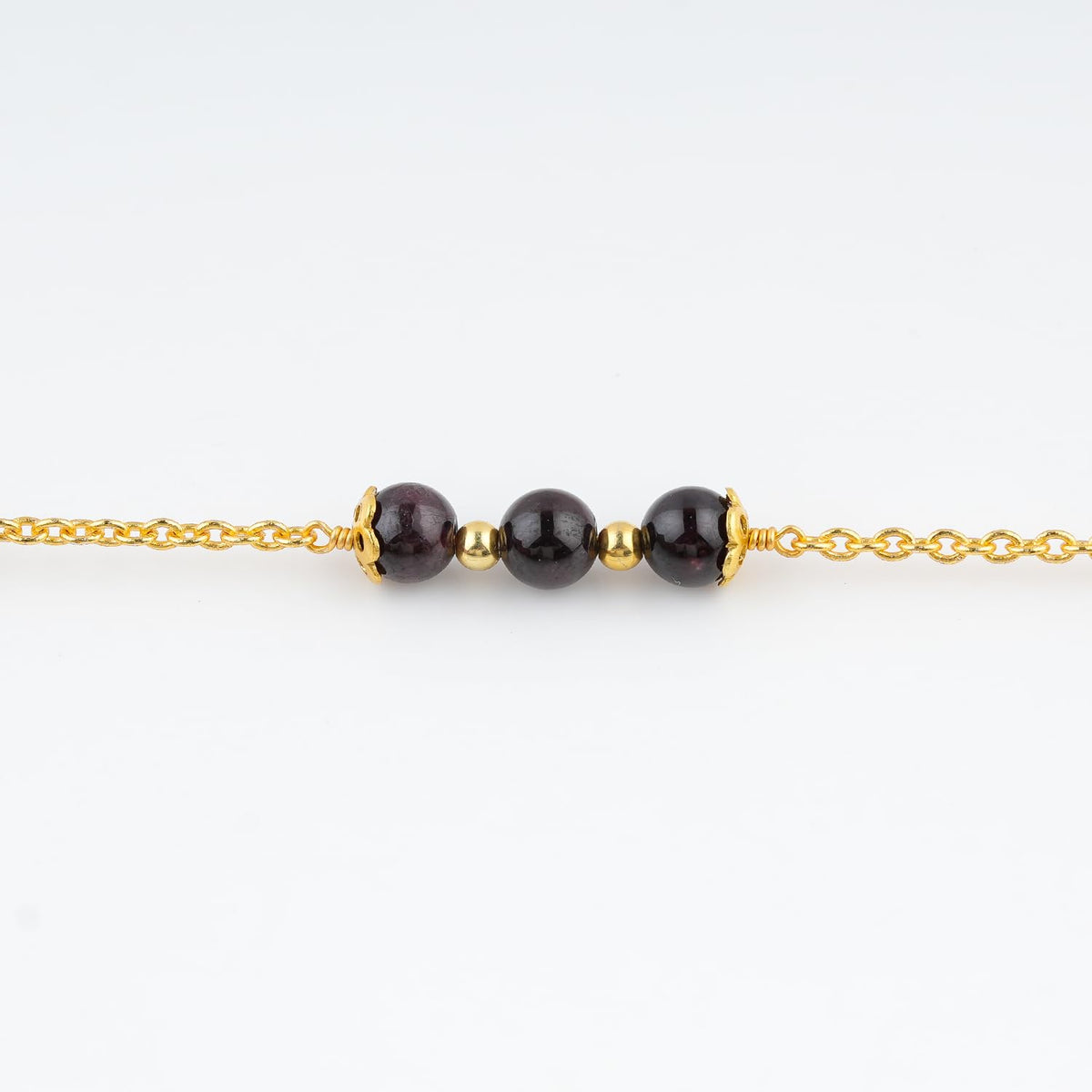 JEWEL OF ROCKS Sleek Stylish GARNET Bracelet, Handmade Craft, Beads Bracelet, Chakra Healing Bracelet, Gemstone Women Jewelry, Hypoallergenic Gold Plated Brass Bracelets 8" inch