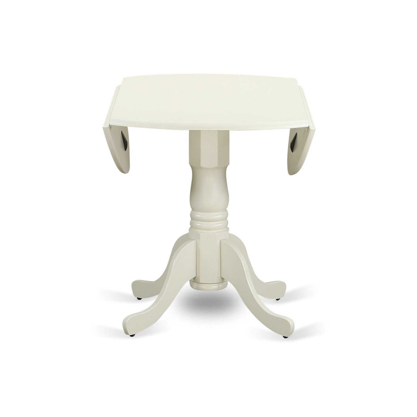 East West Furniture DLBO3-WHI-W 3 Piece Dining Room Table Set Contains a Round Kitchen Table with Dropleaf and 2 Dining Chairs, 42x42 Inch, Linen White