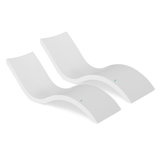 Ledge Lounger - Signature Chaise - Inside Pool & Sun Shelf Lounge Chair - Designed for Shallow Shelves Up to 9” - Compatible with All Pool Types - Poolside & Sun Deck Tanning - Set of 2 - White