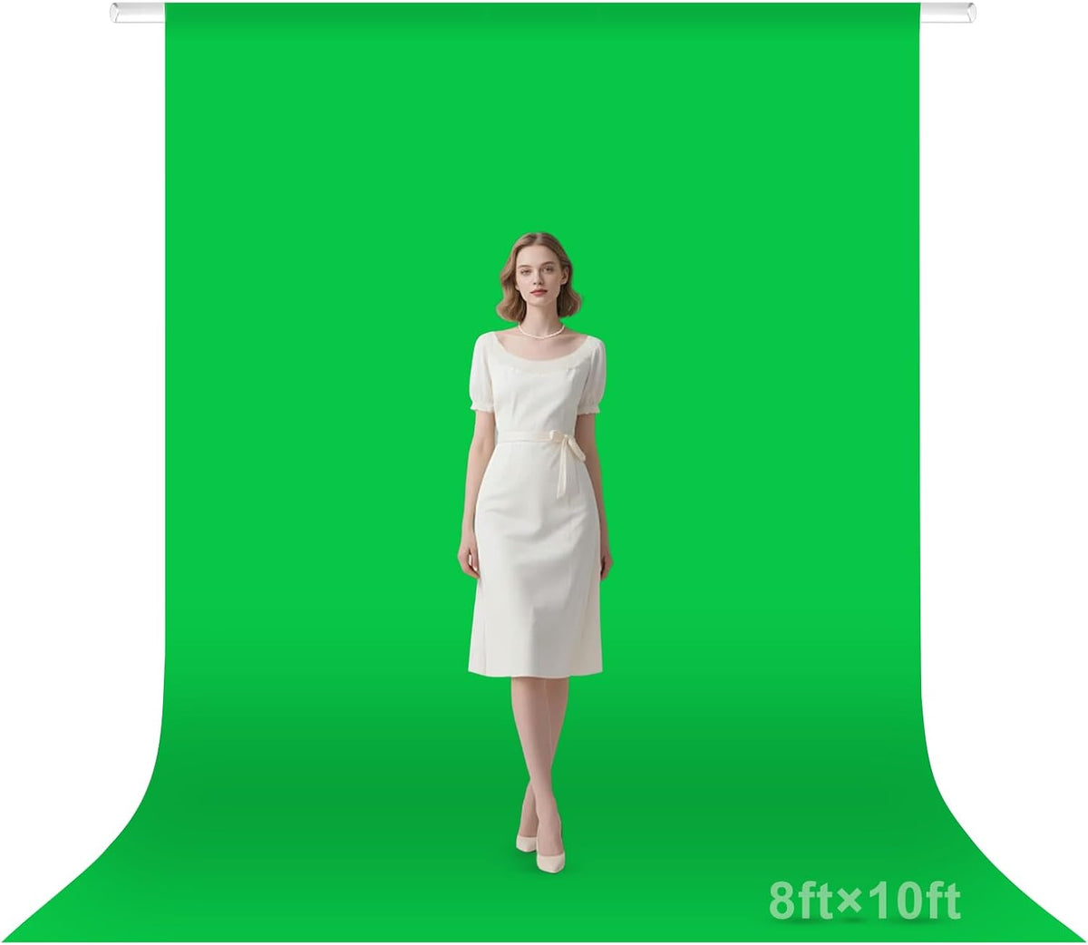 Qoolfoto 810FT Green Screen Backdrop, Photography Chromakey Greenscreen Background Sheet for Zoom Meeting, Polyester