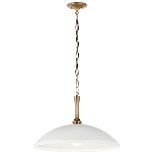 Kichler Delarosa 1-Light Pendant Light Fixture, Traditional Hanging Lamp with White Shade and Champagne Bronze Hardware for Kitchen Island, Dining Room, or Hallway (12.75" x 20.25"), 52638WH