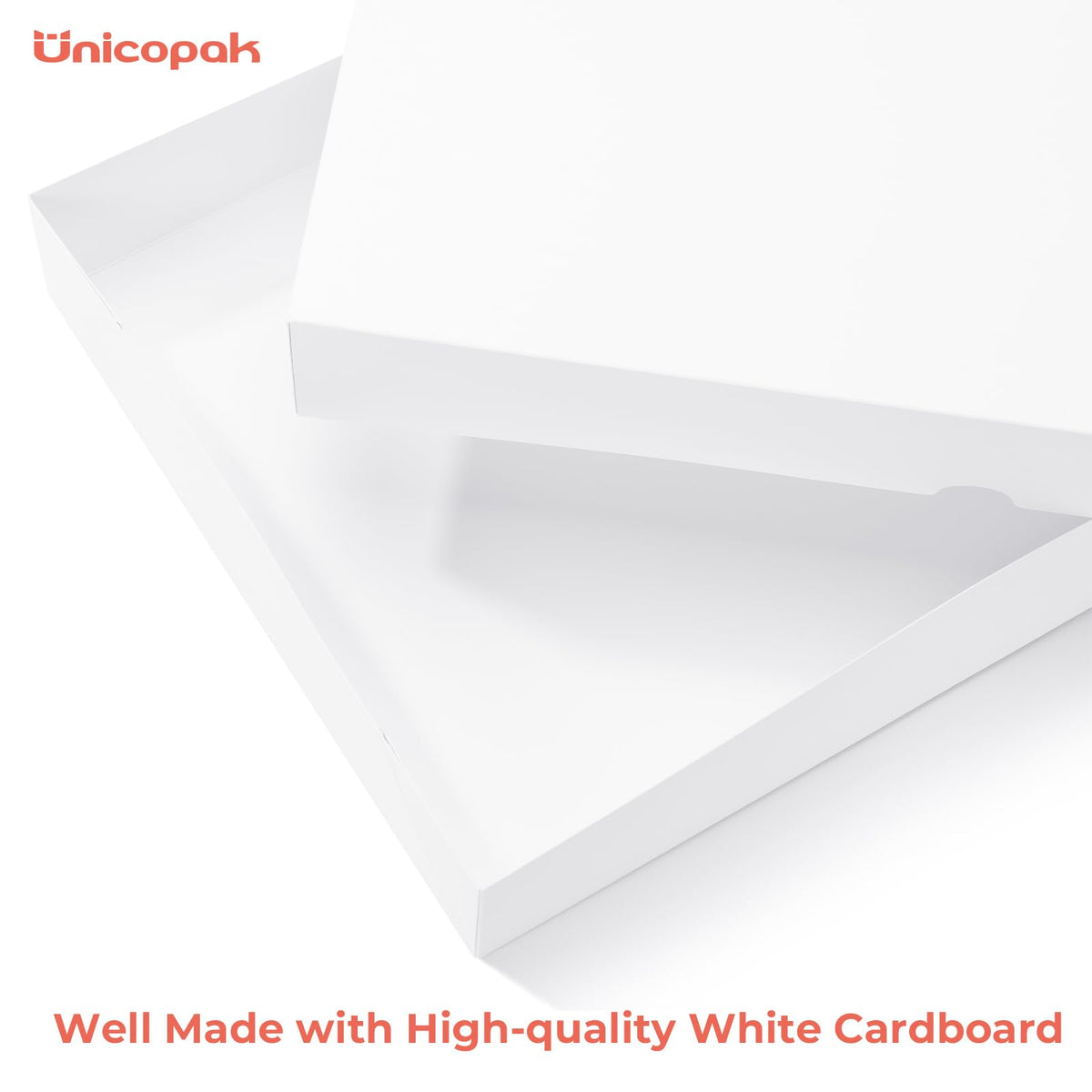 UnicoPak 12 Pack Medium White Cardboard Gift Boxes with Lids for Presents, Gift Boxes for Clothes, Shirt Boxes, 14.25x9.5x2 Inches