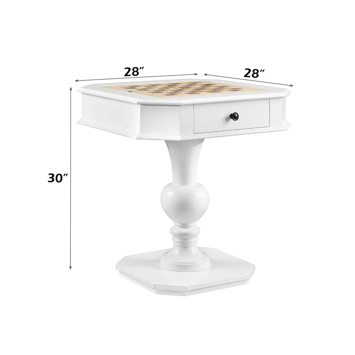 ComeWay Chess Table, Reversible Chess Checker Game Table with 2 Drawers for Family Entertainment Room, 3-in-1 Square Game Tray for Chess Checker Backgammon, White