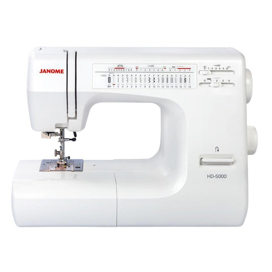 Janome HD5000 Heavy-Duty Sewing Machine for Beginners - Portable Mechanical Sewing Machines with Accessories and Cover, Leather Stitching Machine for Hemming, Clothes, Jeans, Quilting, Upholstery