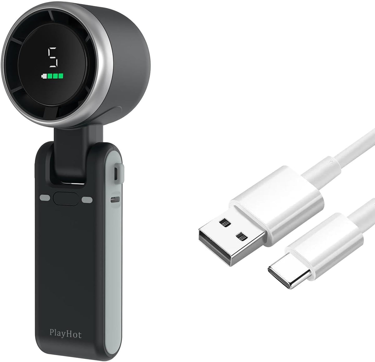 PlayHot Portable Handheld Turbo Fan - Compact Design with USB-C Cable | Sleek Black Finish
