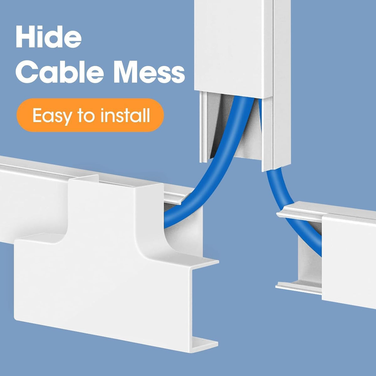 YesBes 315in 20X L15.7in W0.96in H0.57in, Cord Hider Kit, Paintable Cable Raceway, Cord Covers for Wires on Wall, Cord