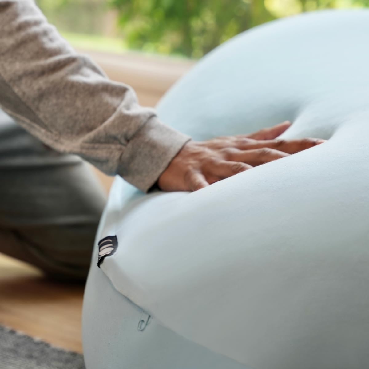 Moon Pod Bean Bag Chairs for Adults - 12LB Giant Bean Bag for Back Support w/ Micro-Bead Filling for Zero-Gravity Sensation, Tension Relief (Pink)