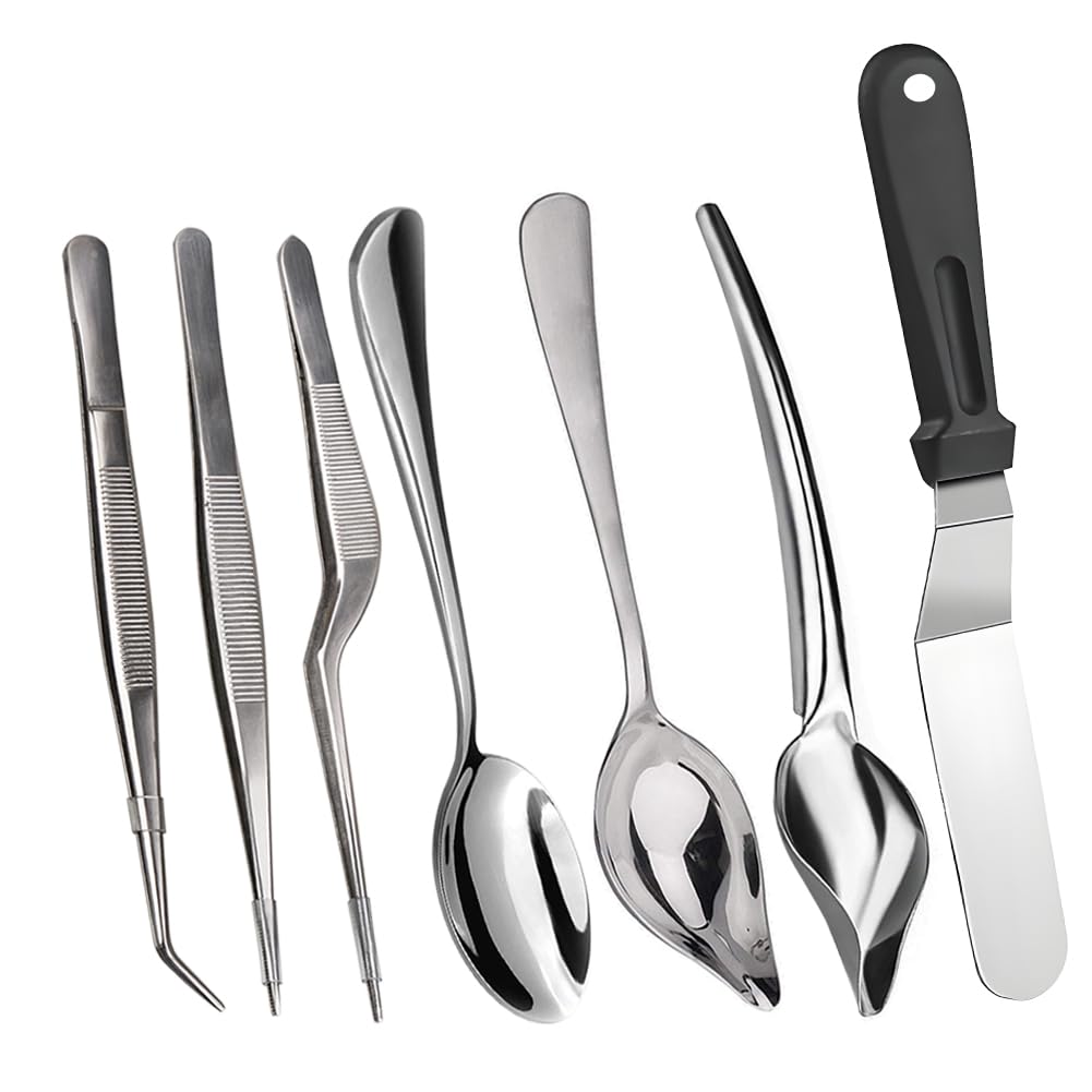 Tangoowal Culinary Specialty Tools,Professional Chef Plating Kit, 7 Piece, Stainless Steel