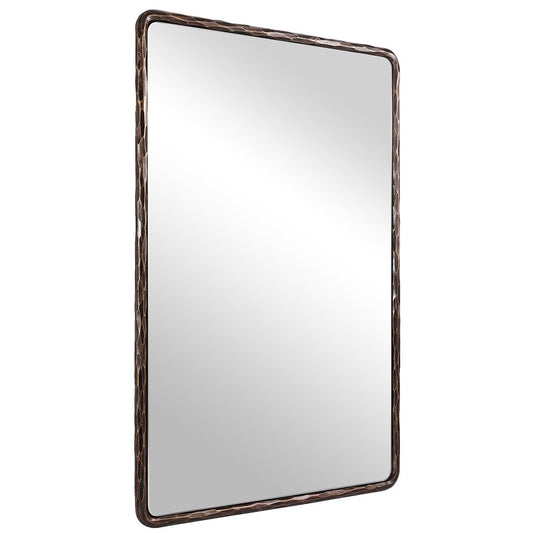 ANDY STAR Hand-Forged Bronze Bathroom Mirrors for Wall, 30x40 Inch Vintage Solid Steel Metal Frame Bathroom Vanity Mirror, Antique Rounded Rectangle Wall Mirror, Hangs Horizontally or Vertically