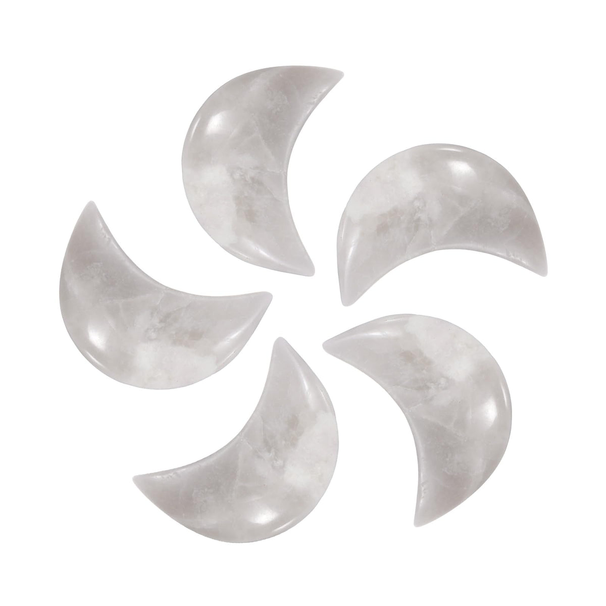 MECCANIXITY 5 Pcs Moon Crystal Worry Stone, 0.5 Inch Length Natural Agate Moon Gemstone Bulk, Carved Pocket Stones for Meditation Balancing Pendant Decor