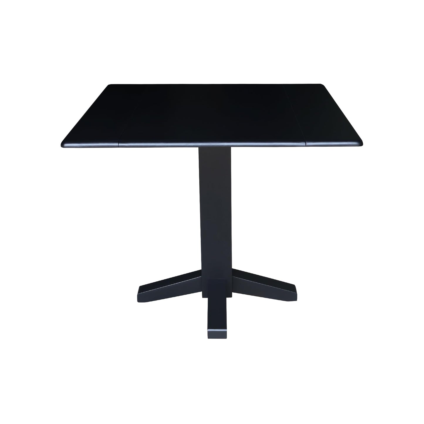 Solid Wood 36" Square Dual Drop Leaf Dining Table, Black