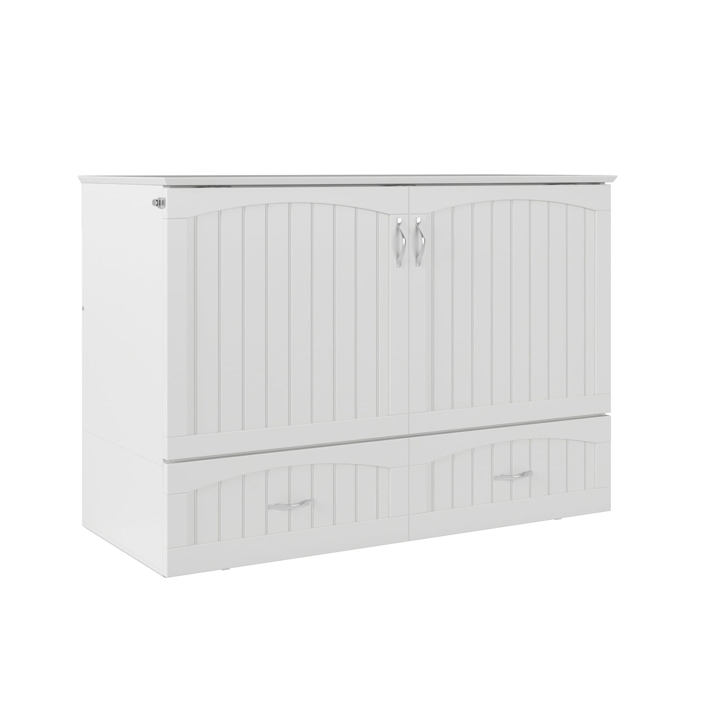 AFI, Southampton Murphy Bed Chest Full with 6" Mattress, Built-in USB Charger & Storage Drawer, White