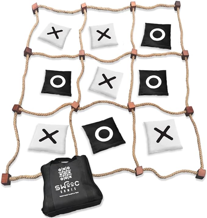 Swooc Games® - Giant Tic Tac Toe Game Outdoor (All Weather) | 3ft x 3ft | Instant Setup, No Assembly | Giant Outdoor Games for Adults and Family | Outside Toys | Large Lawn & Backyard Fun | Yard Game