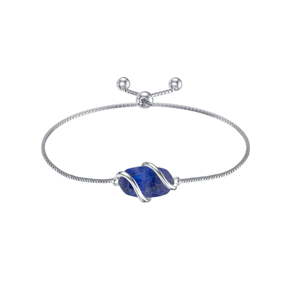 HPQQ Lapis Lazuli Bracelet for Women 925 Sterling Silver Lapis Jewelry Gemstone Bracelet Birthday Mothers Day Gifts for Mom Wife