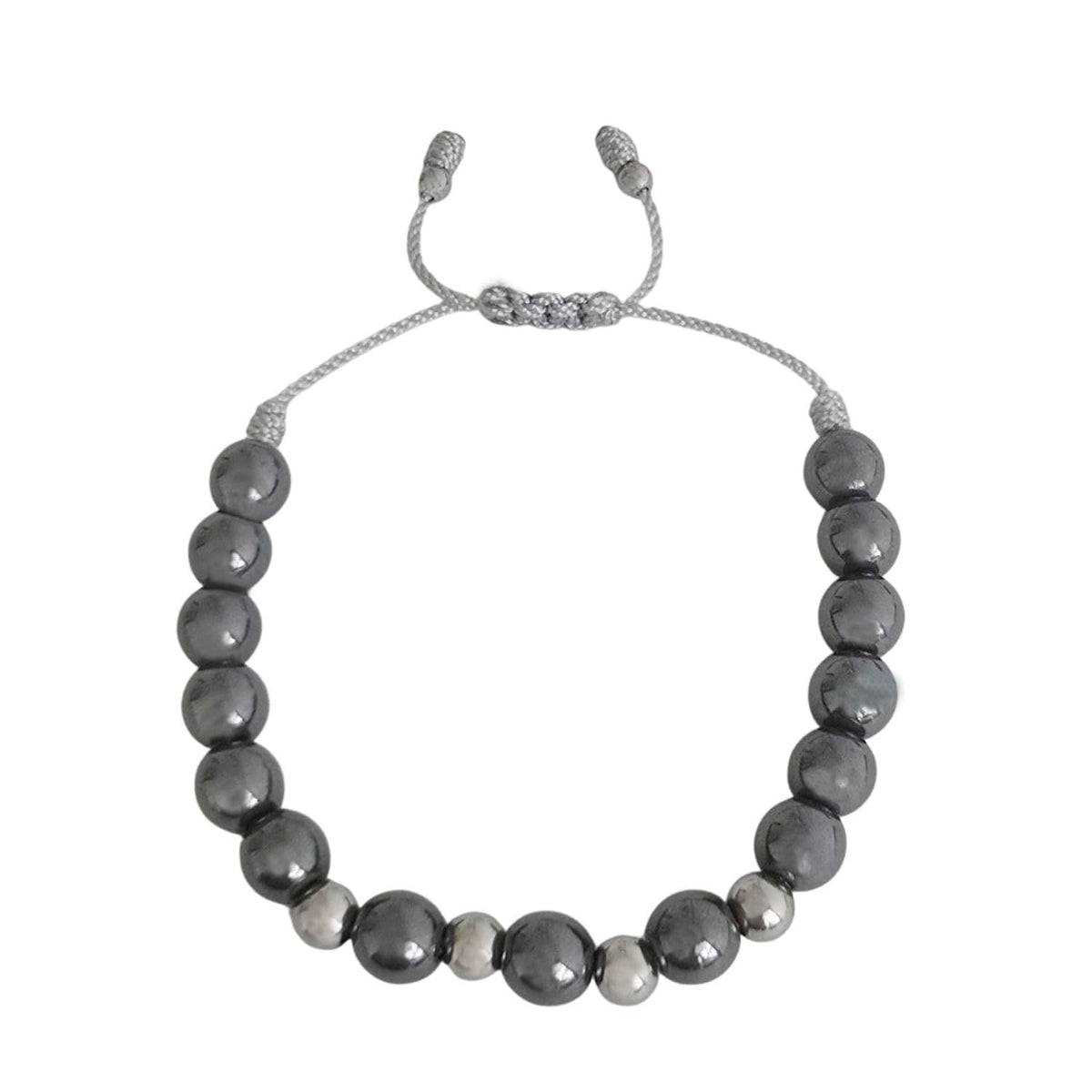 Sabeli Handmade Bracelets Real Natural Stones Healing Protection Focus 8mm Bead Adjustable Macrame Women Men Gemstone Gift (Hematite)