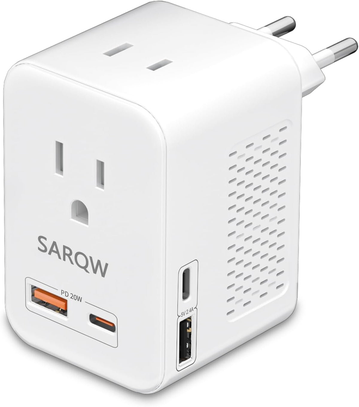 SARQW 220V 110V 2 2 20 2 to Voltage Conversion Plug Adapter for Traveling from USA to Europe with USB and USBC Ports PD