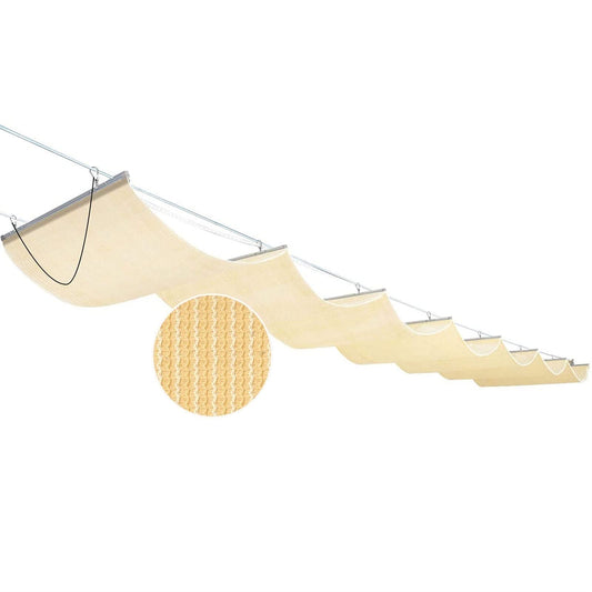 Retractable Patio Shade Canopy Replacement Cover, Polyester Sail with Slide-On Wire Cable & Mounting Kits for Pergola, Deck, Garden, Yard Awning