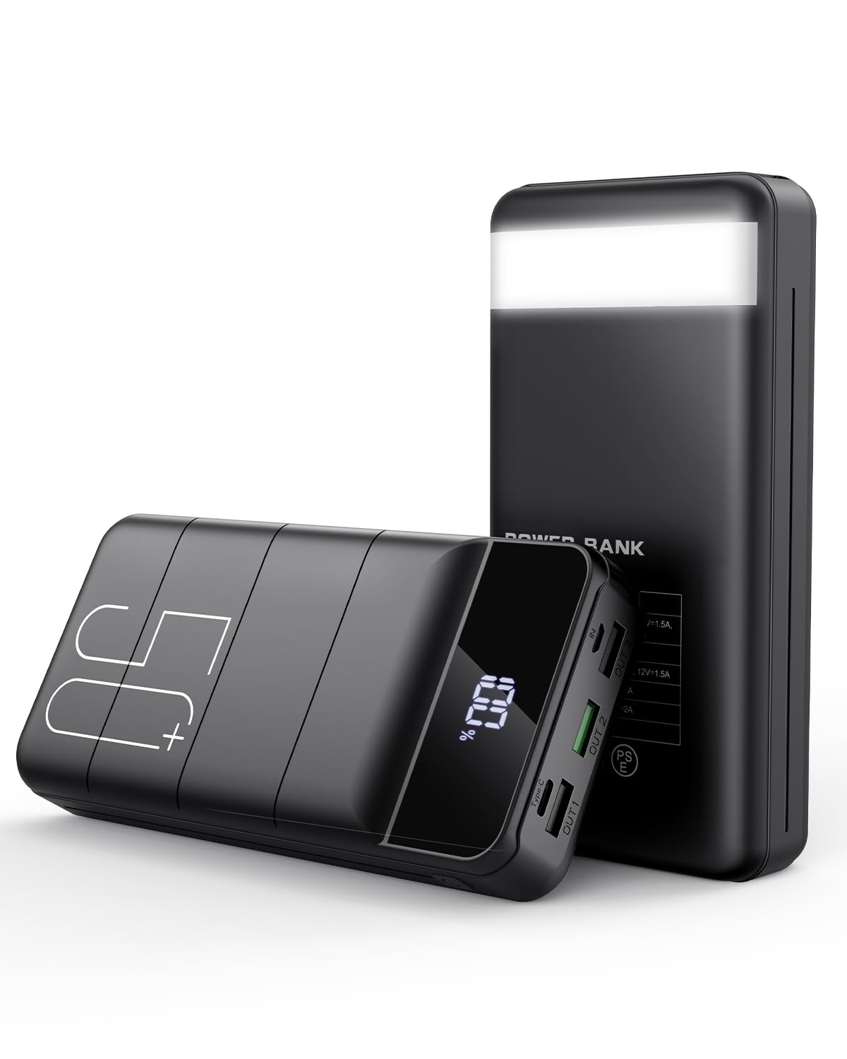 Power Bank Fast Charging 50000mAh - 22.5W Portable Charger USB C Quick Charge with 4 Outputs & 3 Inputs LED Display Huge Capacity External Battery Pack for iPhone, Samsung, iPad etc Black