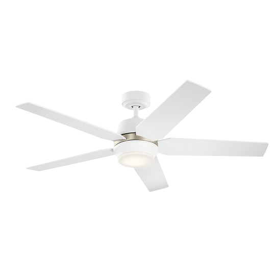 Kichler Maeve 52 inch LED Ceiling Fan with Satin Etched Cased Opal Glass in Matte White with Matte White Blades