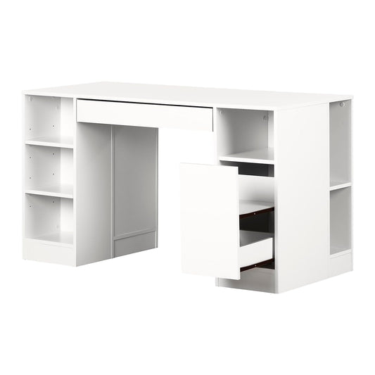 South Shore Crea Craft Table with Open and Closed Storage, Pure White