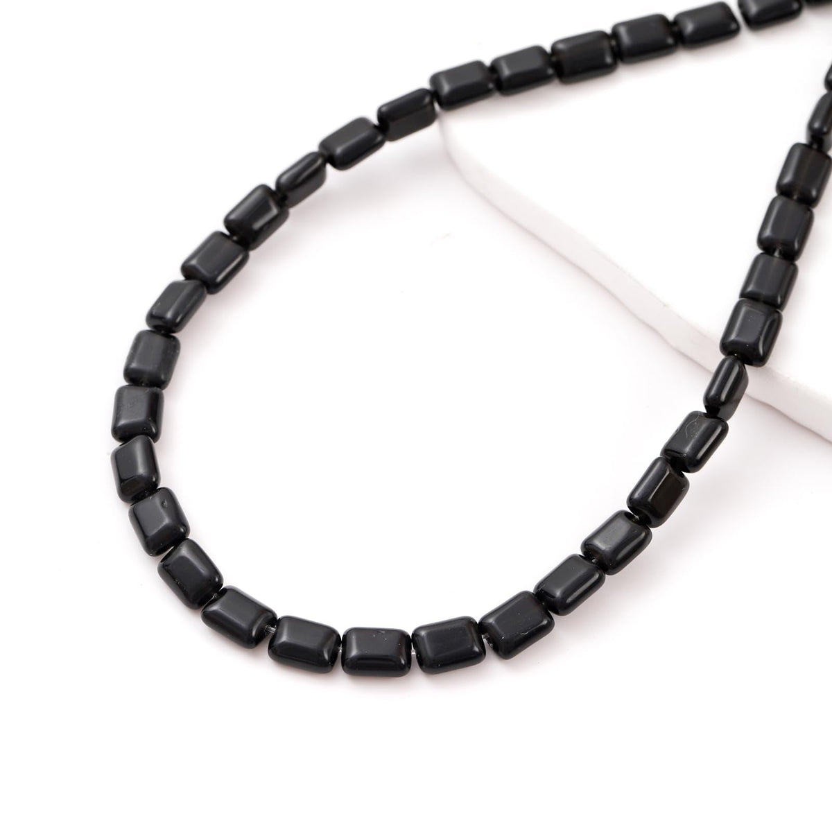 6×8mm Natural Black Agate Flat Square Stone Beads Rectangle Healing Crystals Loose Gemstone Beads for Jewelry Making DIY Bracelets Necklaces