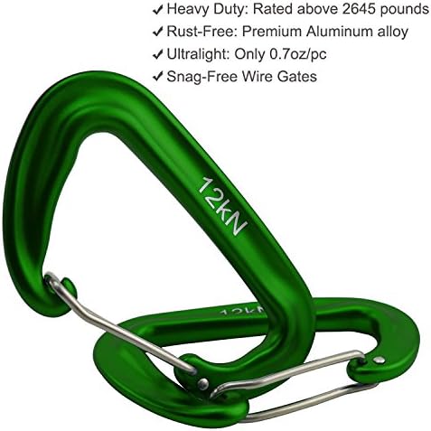 12kN 3.2"x2" Heavy-Duty Carabiner Clips - Durable, Lightweight Aluminum Alloy Carabiners for Hiking, Camping, Keychains, Dog Leashes, Hammocks & More