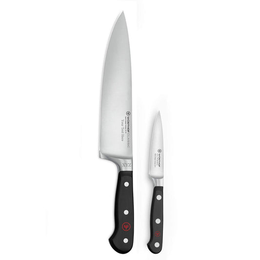 Wüsthof Classic 2-Piece Chef's Knife Set, Black - Custom Engraved