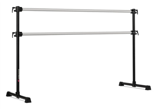 VITA Barre Portable Freestanding Double Ballet Barre, Professional, 6 Ft Bars, Black, Aluminum | Adjustable Height, Made in USA, Home or Gym Exercise Equipment for All Ages | Dance, Fitness, Pilates