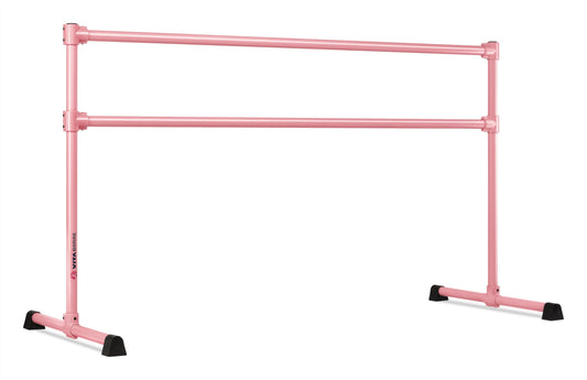 VITA Barre Portable Freestanding Double Ballet Barre, Extreme, 6 Ft Bars, Light Pink, Steel | Fixed Height, Made in USA, Home or Gym Exercise Equipment for Kids & Adults | Dance, Fitness, Pilates
