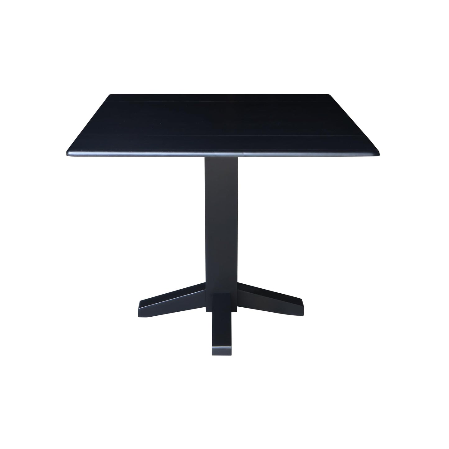 Solid Wood 36" Square Dual Drop Leaf Dining Table, Black