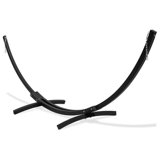 Lazy Daze Hammocks 12 Ft Heavy Duty Steel Arc Hammock Stand with Carabiner and Chain, 2 Person Weather-Resistant Curved Stand for Outside, Backyard, Patio, 500 Lbs Capacity, Wood Grain