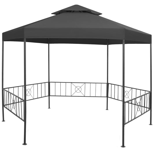 Large Hexagonal Garden Gazebo, Anthracite Powder-Coated Steel Frame, 127.2x127.2 inch Outdoor Canopy Tent for Patio, Backyard Events Outdoor Structures