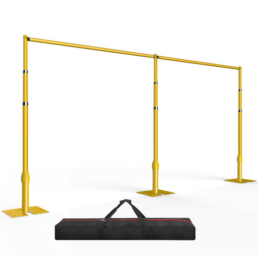 EMART Backdrop Stand Heavy Duty 8.9ftx20ft, Adjustable Pipe and Drape Photo Background Support Kit, Metal Frame with Flat Base for Wedding Birthday Party Banquet Decorations-Gold