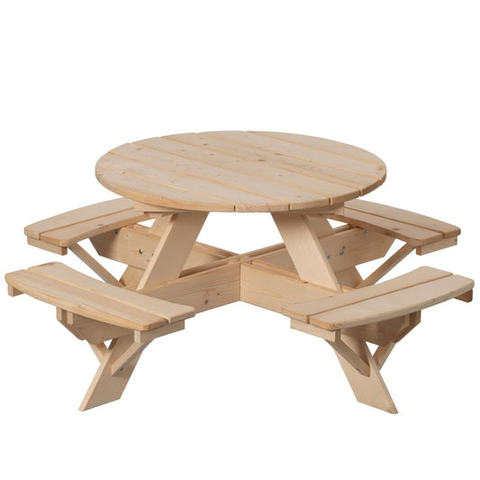 Wooden Kids Round Picnic Table Bench Outdoor Children's Backyard Table Crafting Dining and Playtime Patio Table