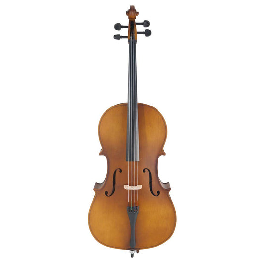 LYKOS 4/4 Acoustic Cello + Case + Bow + Rosin Wood Color Beautiful Varnish Finishing (Matte Golden)