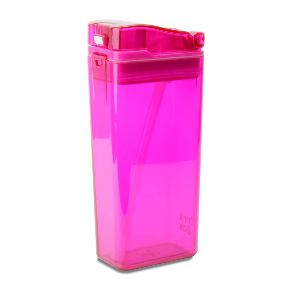 Precidio Design Drink in the Box Eco-Friendly Reusable Juice Box Container, 12 ounce, Pink
