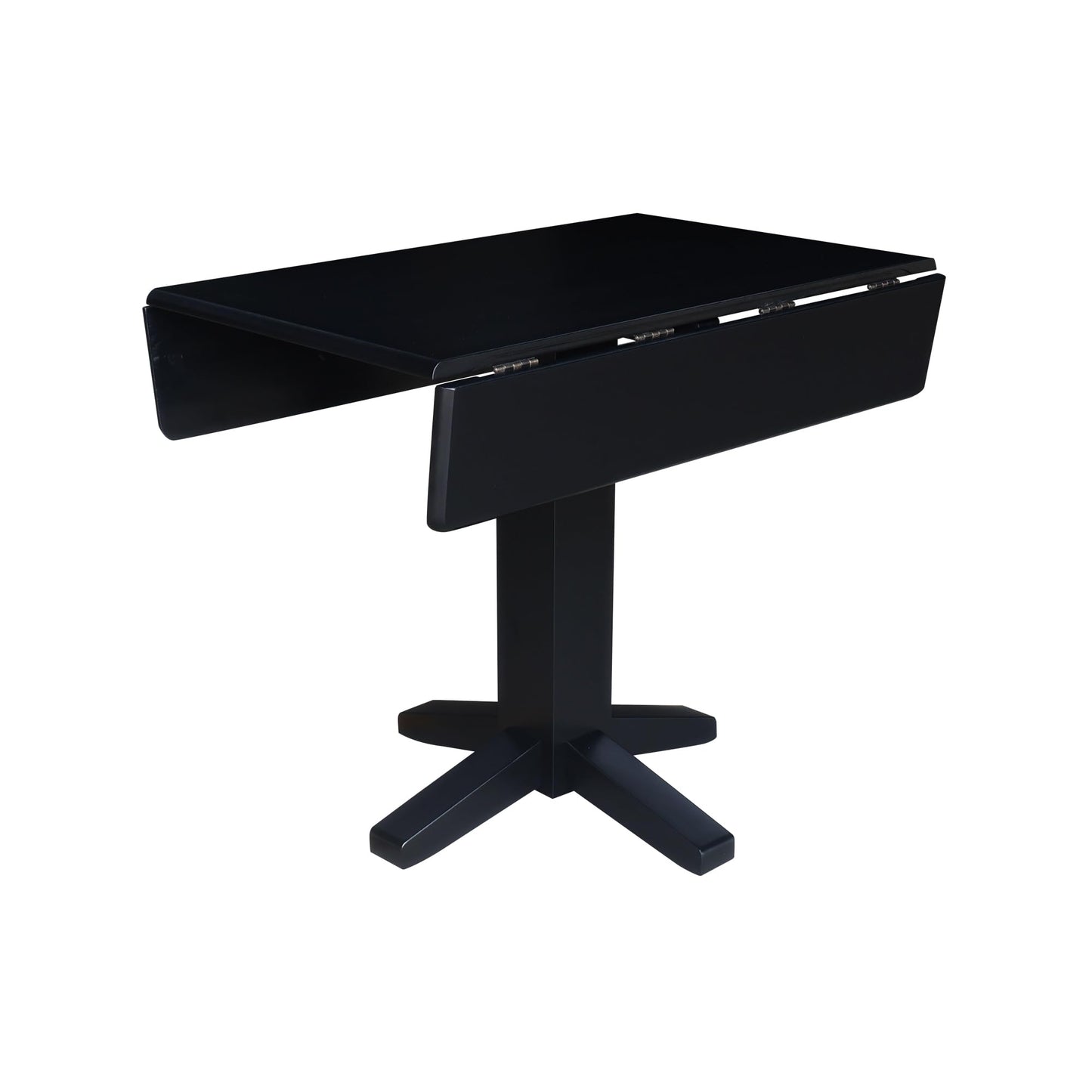 Solid Wood 36" Square Dual Drop Leaf Dining Table, Black
