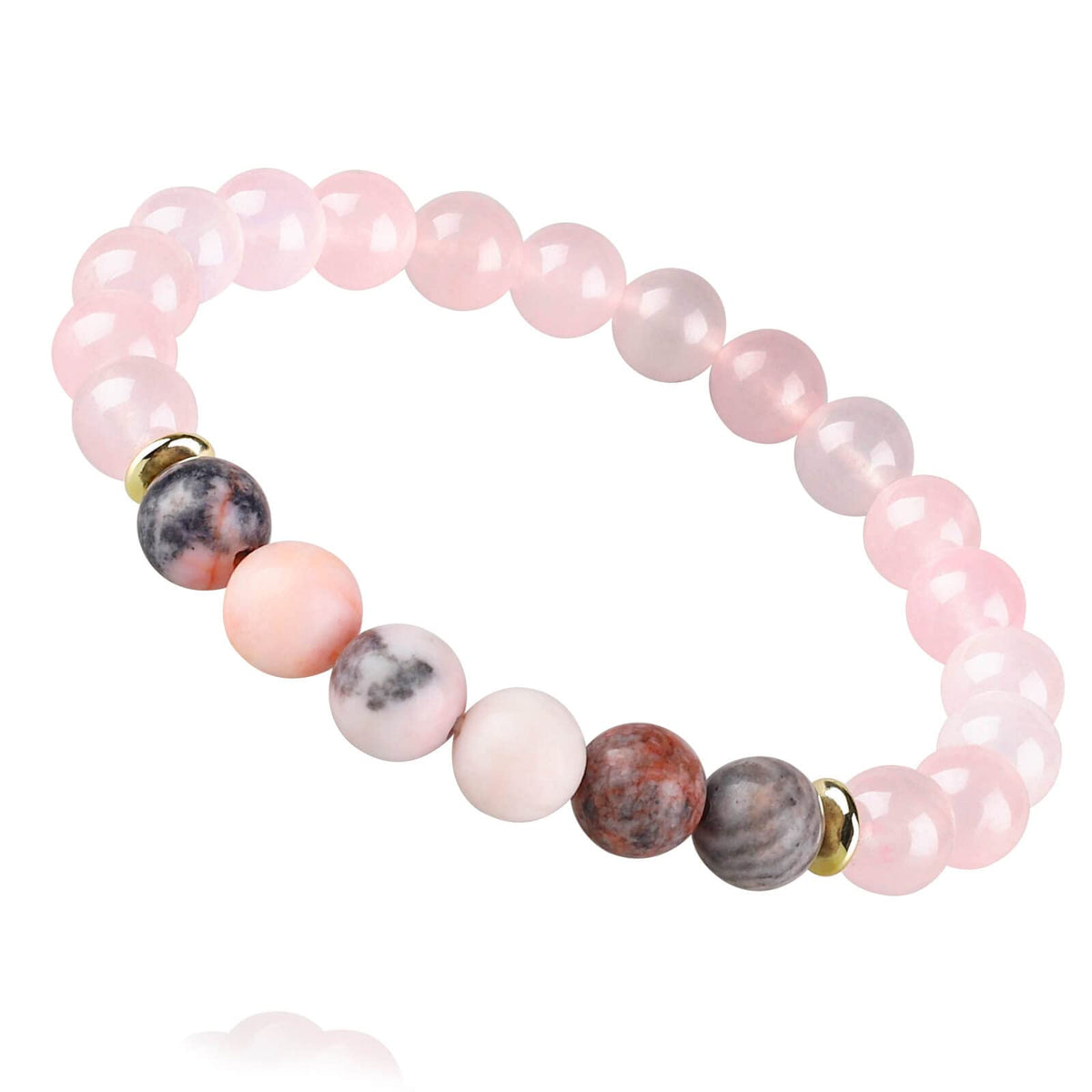 HOZEAL Handmade Rose Quartz Bracelet, Pink Crystal Stone Love Friendship Chakra Bracelet, Prosperity Business Money Energy Wealth Good Luck Feng Shui Beaded Bracelet for Men Women