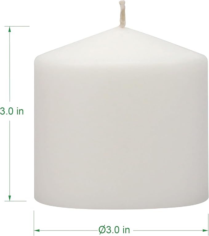 Stonebriar 3 Pack Tall 3 x 3 Inch 18 Hour Long Burning Unscented White Wax Pillar Candles