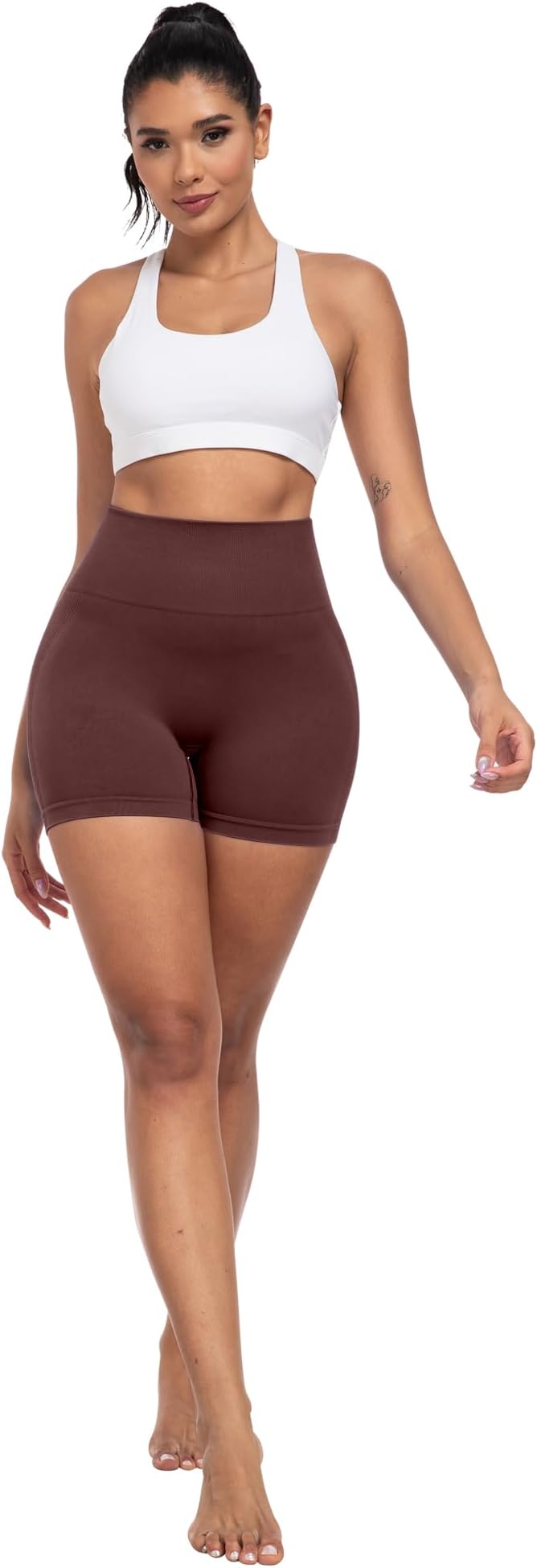 CHRLEISURE Women's 4 Packs Workout Gym Shorts, High Waisted Butt Lifting Scrunch Butt Seamless Booty Shorts