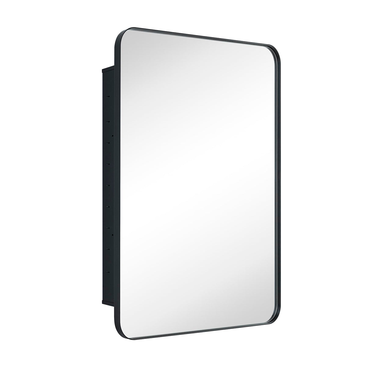 EGHOME Matt Black Rectangle Recessed Bathroom Medicine Cabinet with Mirror Stainless Steel Metal Framed Rounded Rectangular Bathroom Cabinet with Mirror 24x36''