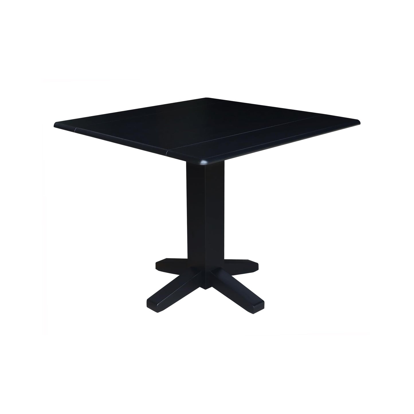 Solid Wood 36" Square Dual Drop Leaf Dining Table, Black