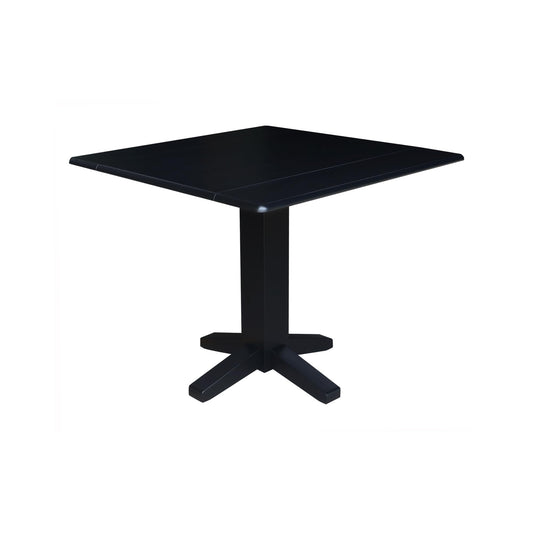 Solid Wood 36" Square Dual Drop Leaf Dining Table, Black