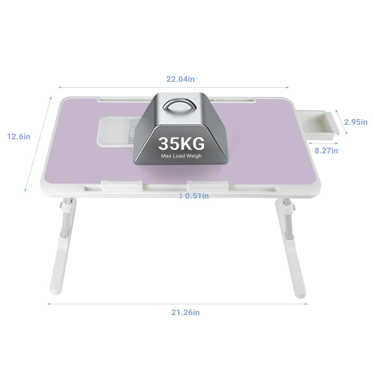 iXTRA Laptop Lap Desk Include Cooling Fan,Adjustable Lap Desk with Light Fan,Folding Laptop Desk for Bed with USB,Bed Desk with Storage Drawer 56x32cm,Purple
