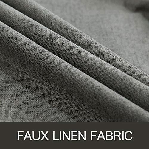 MIULEE Linen Blackout Curtains - 100% Room Darkening Thermal Insulated Grommet Panels | Dark Grey, 42"x63" (2 PCs)