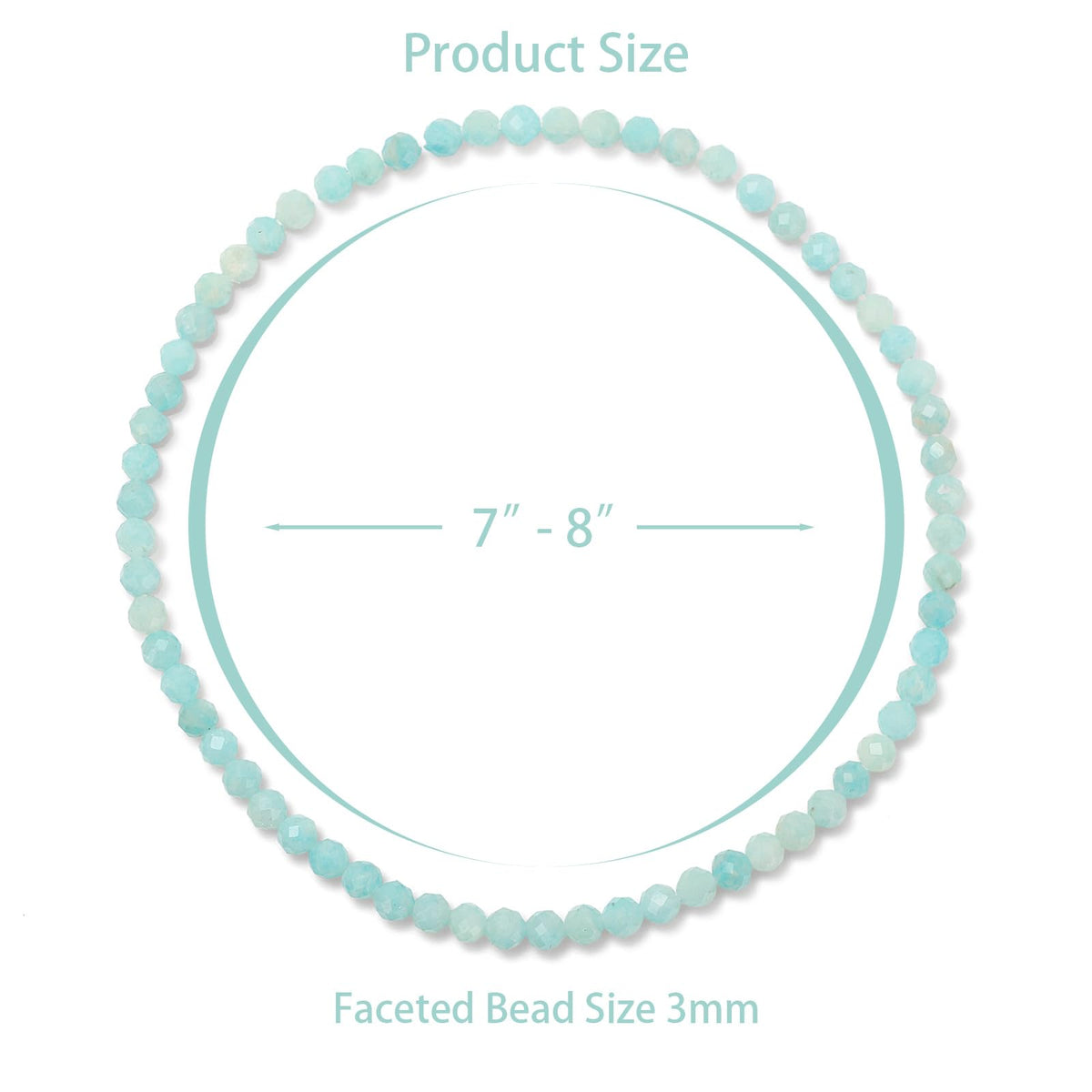 Bolinailo Healing Crystal Bracelet Amazonite Faceted Beaded Bracelets for Women Men 3mm Natural Stone Adjustable Handmade Stretch Bracelet Reiki Spiritual Jewelry Fashion Gifts