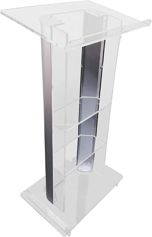 EliteBloom Lectern Podium Stand, Acrylic Podium Lecture Table Acrylic Lectern for School Conference Speeches and Concert Stage Charitable Platform Welcome Platform Vertical Podium,