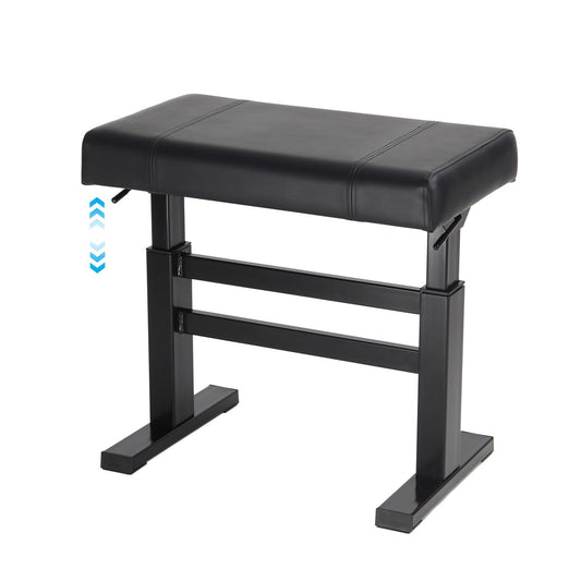 lumizone Hydraulic Lifting Piano Bench - Height Adjustable Keyboard Bench Heavy Duty Piano Stool with 23.62" x 14.17" PU Leather, High-Density Sponge & Alloy Base 2 Styles & 2 Colors (Black, Smooth)