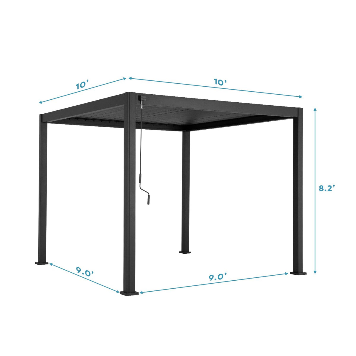 Mirador 111S Round Louvered Pergola Gazebo, 10Ft x 10Ft, Full Aluminum Frame, Adjustable Roof, Outdoor, Durable, Charcoal