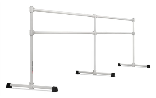 VITA Barre Portable Freestanding Double Ballet Barre, Extreme, 10 Ft Bars, Satin Silver, Steel | Fixed Height, Made in USA, Home or Gym Exercise Equipment for Kids & Adults | Dance, Fitness, Pilates